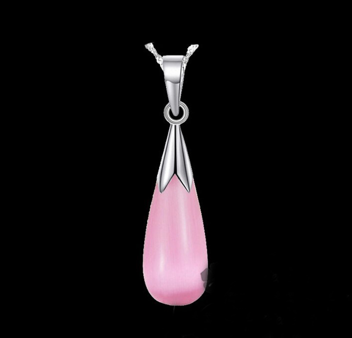 SS11043-2 S925 sterling silver drop tears stone necklace